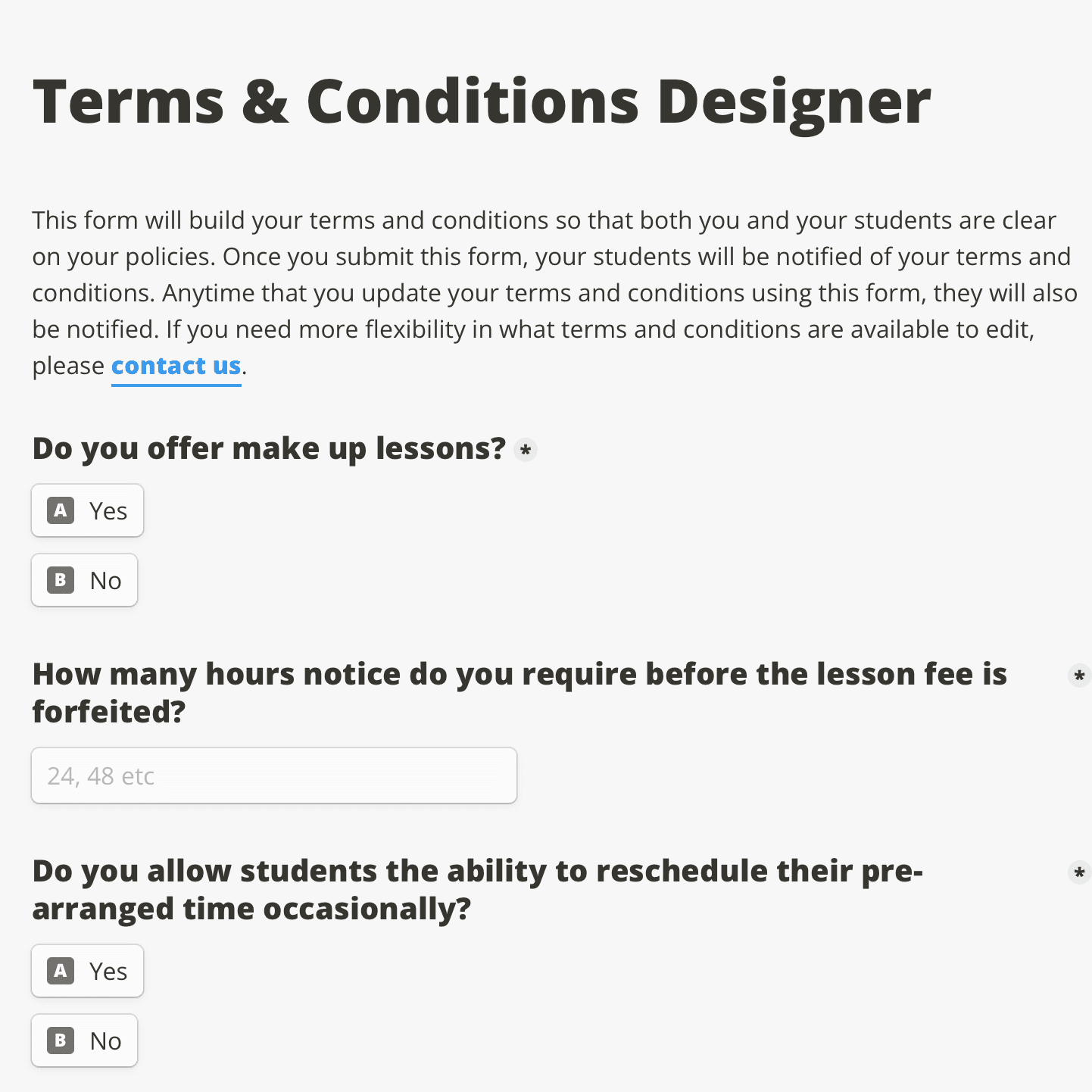 Introducing the Terms & Conditions Designer